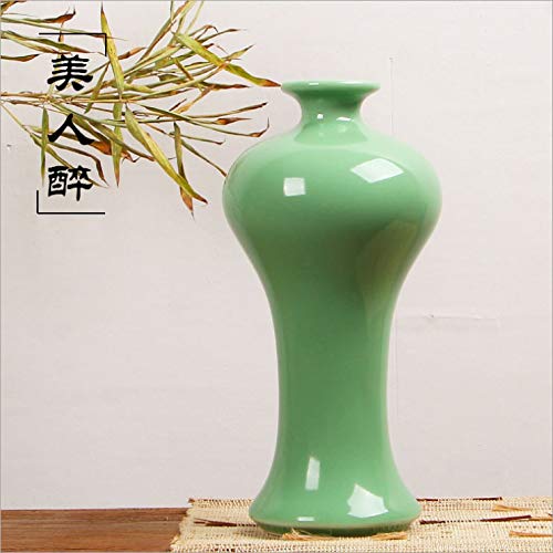 青緑色の陶器製細長い瓶　青磁花瓶　花生　花道具 中国・龍泉窯・青磁・花瓶・花器・花生・壺・No.241117-22・梱包サイズ